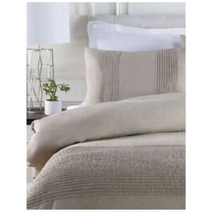 650$ New SURYA Upton Metallic Collection Linen Duvet Set Full/Queen